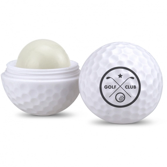 White Golf Ball Shaped Custom Lip Balm - SPF 15