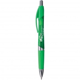 Green - Translucent Promotional Ballpoint Pen w/ Chrome Accents
