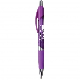 Purple - Translucent Promotional Ballpoint Pen w/ Chrome Accents