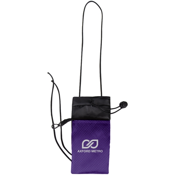 Purple Crossbody Custom Logo Phone Pouch - 4"w x 7.75"h