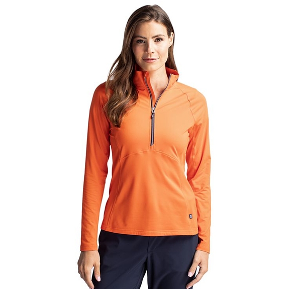 Front - Cutter & Buck adapt Eco Knit Stretch Recycled Logo Pullover - Women