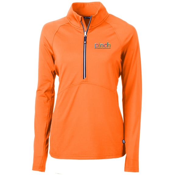 Orange Burst - Cutter & Buck adapt Eco Knit Stretch Recycled Logo Pullover 