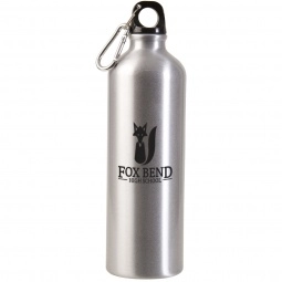 Silver Aluminum Custom Water Bottle with Carabiner - 25 oz.