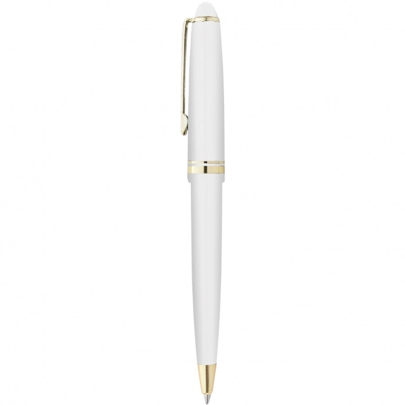 White Gold Trim Budget Push-Action Promotional Pen
