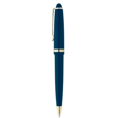 Dark Blue Gold Trim Budget Push-Action Promotional Pen