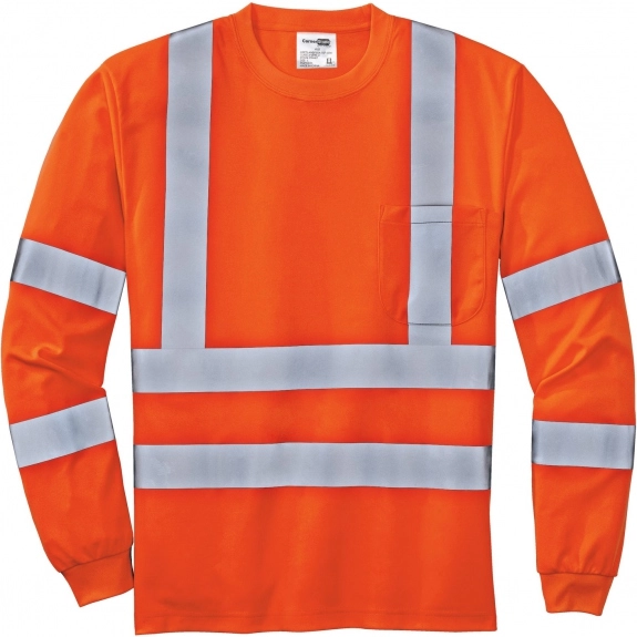 Safety Orange CornerStone ANSI Class 3 Long Sleeve Reflective Custom T-Shir