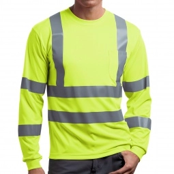 Safety Yellow CornerStone ANSI Class 3 Long Sleeve Reflective Custom T-Shir