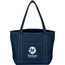 Navy Cotton Canvas Boat Style Printed Tote Bags
