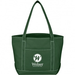 Forest Green Cotton Canvas Boat Style Printed Tote Bags