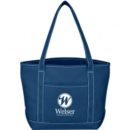 Royal Blue Cotton Canvas Boat Style Printed Tote Bags