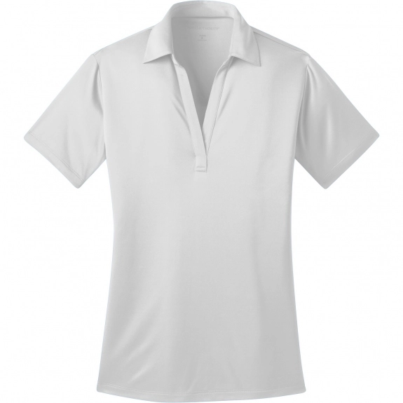 White Port Authority Silk Touch Performance Custom Polo Shirt - Women's