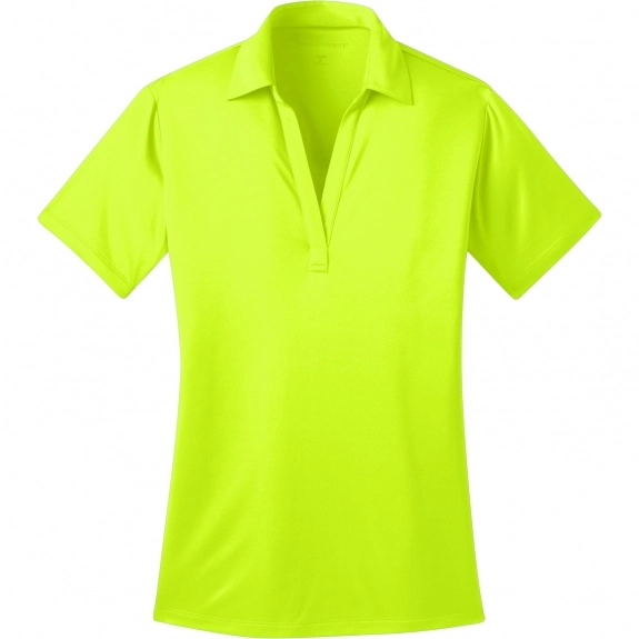 Neon Yellow Port Authority Silk Touch Performance Custom Polo Shirt - Women