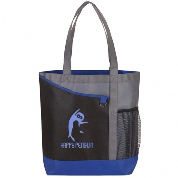 Blue - Non-Woven Custom Shopper Tote Bag 14.5"w x 15.75"h x 4"d 