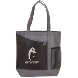 Grey - Non-Woven Custom Shopper Tote Bag 14.5"w x 15.75"h x 4"d 