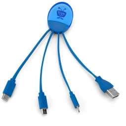Blue 4-In-1 Light Up Custom Charging Cable in Clear Pouch