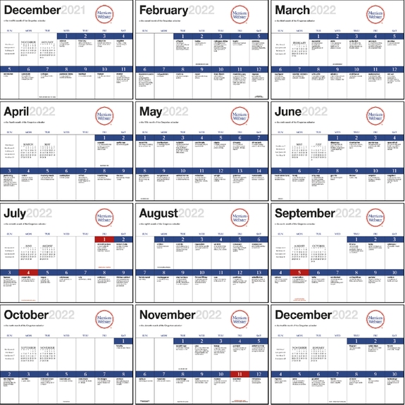 Inside Merriam-Webster Word-A-Day - 13 Month Appointment Custom Calendar