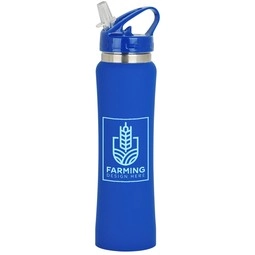 Blue Soft-Touch Stainless Steel Custom Water Bottle – 25 oz.