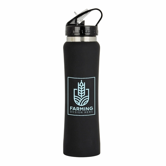 Black Soft-Touch Stainless Steel Custom Water Bottle – 25 oz.