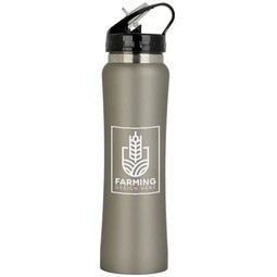 Silver Soft-Touch Stainless Steel Custom Water Bottle – 25 oz.