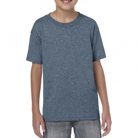 Heather Navy Gildan 100% Cotton 5.3 oz. Promotional T-Shirt - Youth - Color