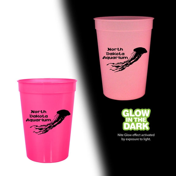 Neon Pink Nite Glow Custom Stadium Cup - 12 oz.