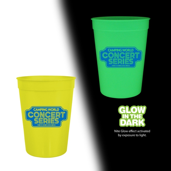 Neon Yellow Nite Glow Custom Stadium Cup - 12 oz.