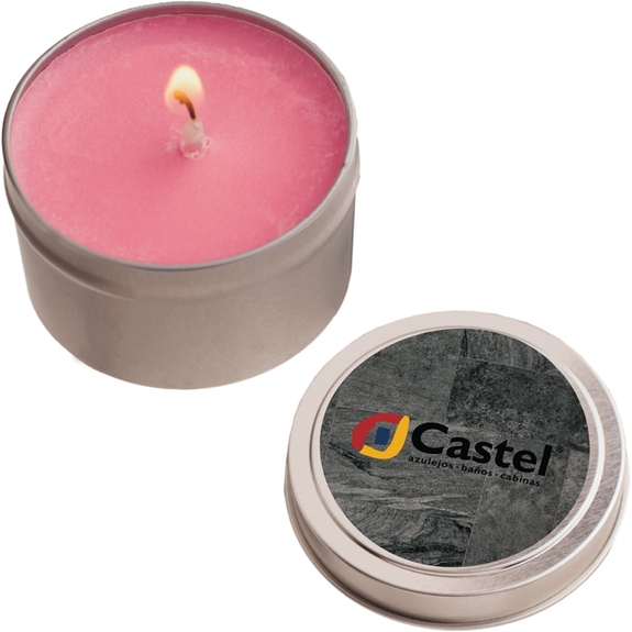 Pink - All Natural Custom Logo Soy Candle Tin - 2 oz.