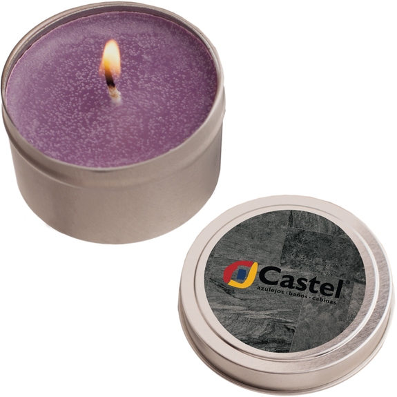 Purple - All Natural Custom Logo Soy Candle Tin - 2 oz.