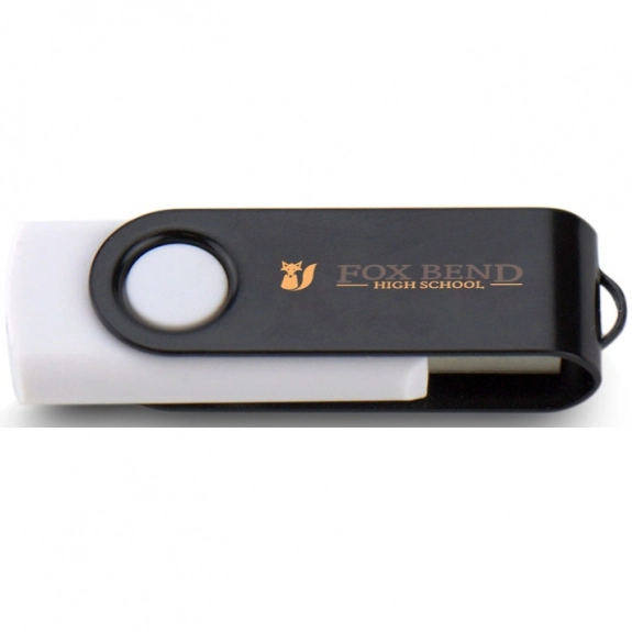 White/Black Printed Swing Custom USB Flash Drives - 8GB