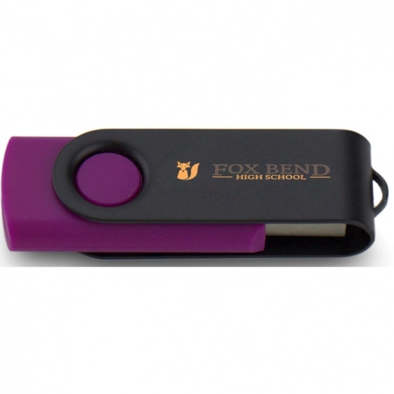 Purple/Black Printed Swing Custom USB Flash Drives - 8GB