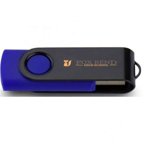Blue/Black Printed Swing Custom USB Flash Drives - 8GB