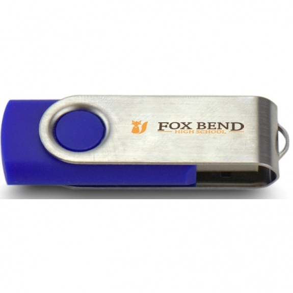 Blue/Silver Printed Swing Custom USB Flash Drives - 8GB