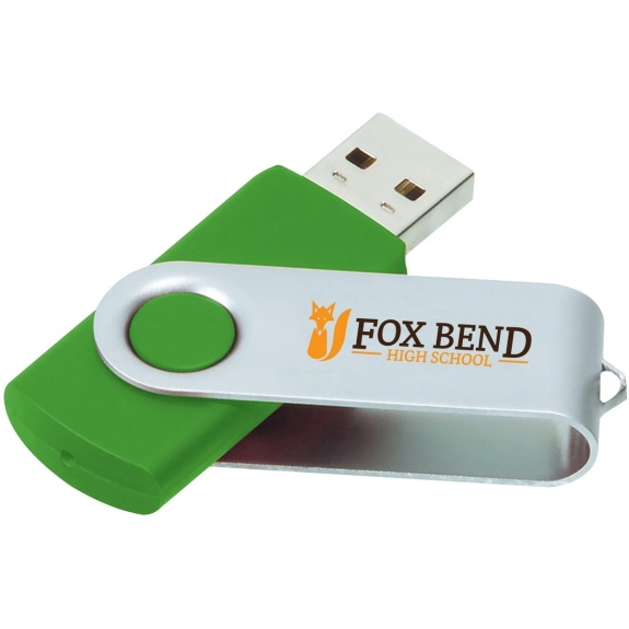 Green Printed Swing Custom USB Flash Drives - 8GB