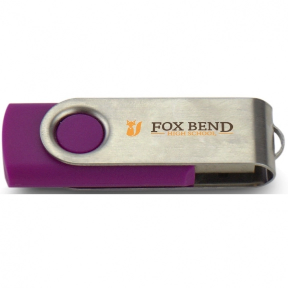 Purple/Silver Printed Swing Custom USB Flash Drives - 8GB