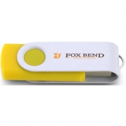 Yellow/White Printed Swing Custom USB Flash Drives - 8GB