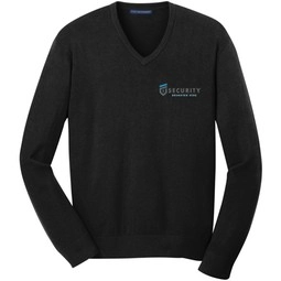 Black Port Authority Fine-Gauge V-Neck Custom Sweater