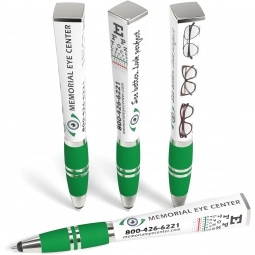 Green Full Color Square Ad Promotional Stylus Pen