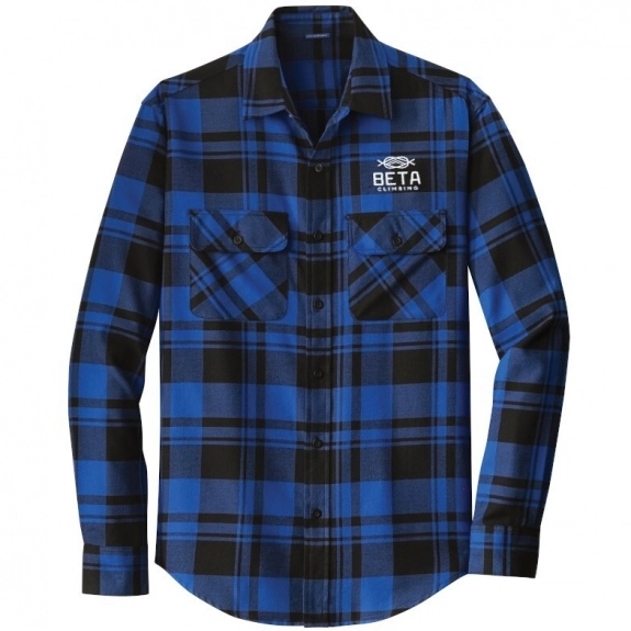 Royal / Black - Port Authority Plaid Flannel Promotional Shirt - Men's
