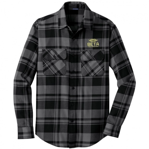 Gray / Black - Port Authority Plaid Flannel Promotional Shirt - Men's