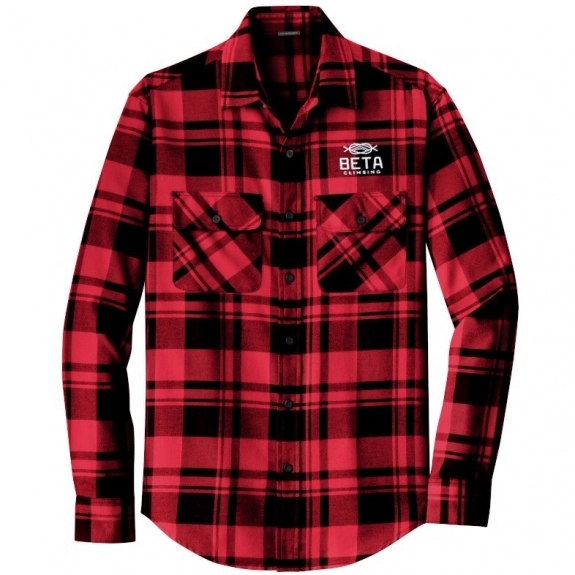 Engine Red / Black - Port Authority Plaid Flannel Promotional Shirt - Men's