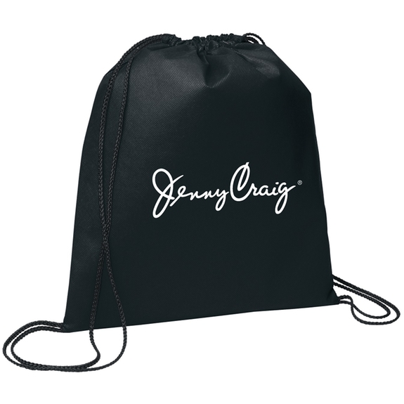Black - Evergreen Non-Woven Promotional Drawstring Bag