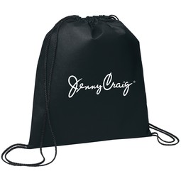 Black - Evergreen Non-Woven Promotional Drawstring Bag