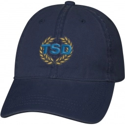 Navy 6 Panel Unstructured Washed Embroidered Custom Cap