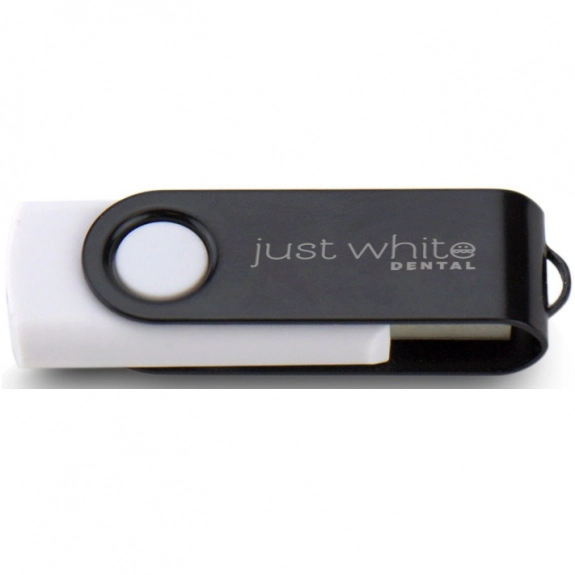 White/Black Laser Engraved Swing Custom USB Flash Drives - 16GB
