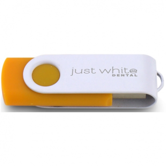 Orange/White Laser Engraved Swing Custom USB Flash Drives - 16GB