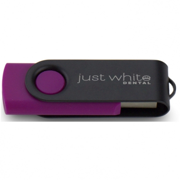 Purple/Black Laser Engraved Swing Custom USB Flash Drives - 16GB