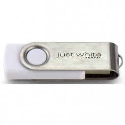 White/Silver Laser Engraved Swing Custom USB Flash Drives - 16GB