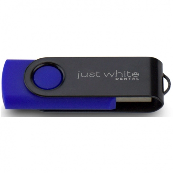 Blue/Black Laser Engraved Swing Custom USB Flash Drives - 16GB