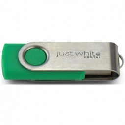 Green/Silver Laser Engraved Swing Custom USB Flash Drives - 16GB