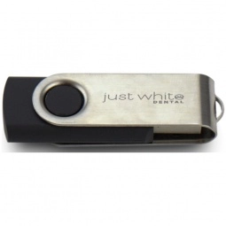 Black/Silver Laser Engraved Swing Custom USB Flash Drives - 16GB